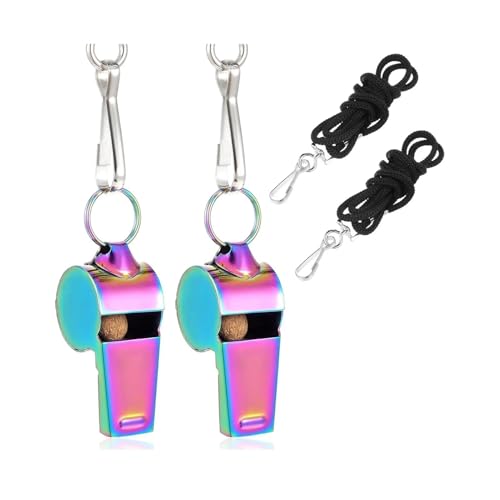 Silbatos deportivos acero inoxidable 10 pcs con cordón miniatura 1