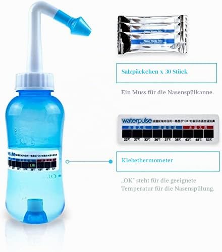 Waterpulse Nasendusche Set 300ml für Erwachsene und Kinder, Senioren, Blau – Ansicht 3