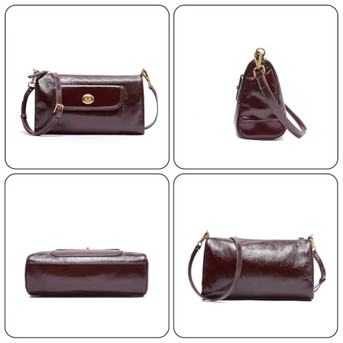 Women's Stylish Genuine Leather Shoulder Bag Lady Vintage Classic Design Handbag Purse Crossbody Bags with Two Strap 5