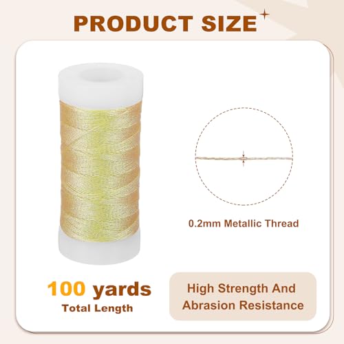 Hilo metálico para bordar 100 yardas, color dorado miniatura 2