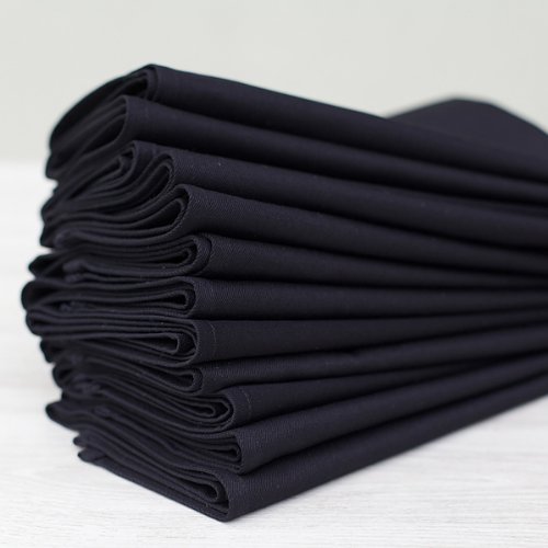 LinenMe Set of 12 Napkins Black Cotton Plain