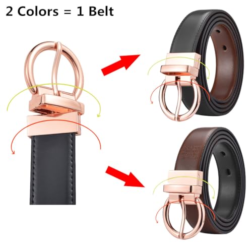 Women Leather Belt, Reversible Belt, Leather Waist Belt for Jeans Dress with D Rotate Buckle4