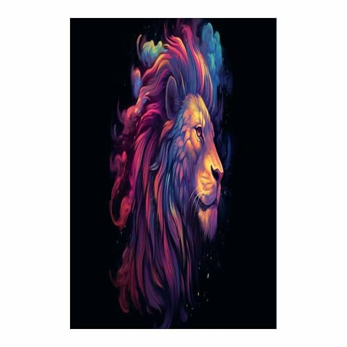 Décoration animale fantastique pour réveiller un mur blanc toile lion 70x100