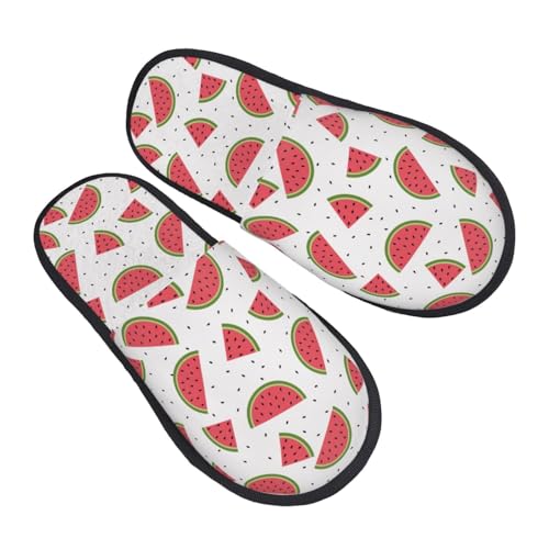 Hand Drawn Watermelon Print Women Slippers Home Furry Shoes Keep Men Couples Shoes Warm For Women-2