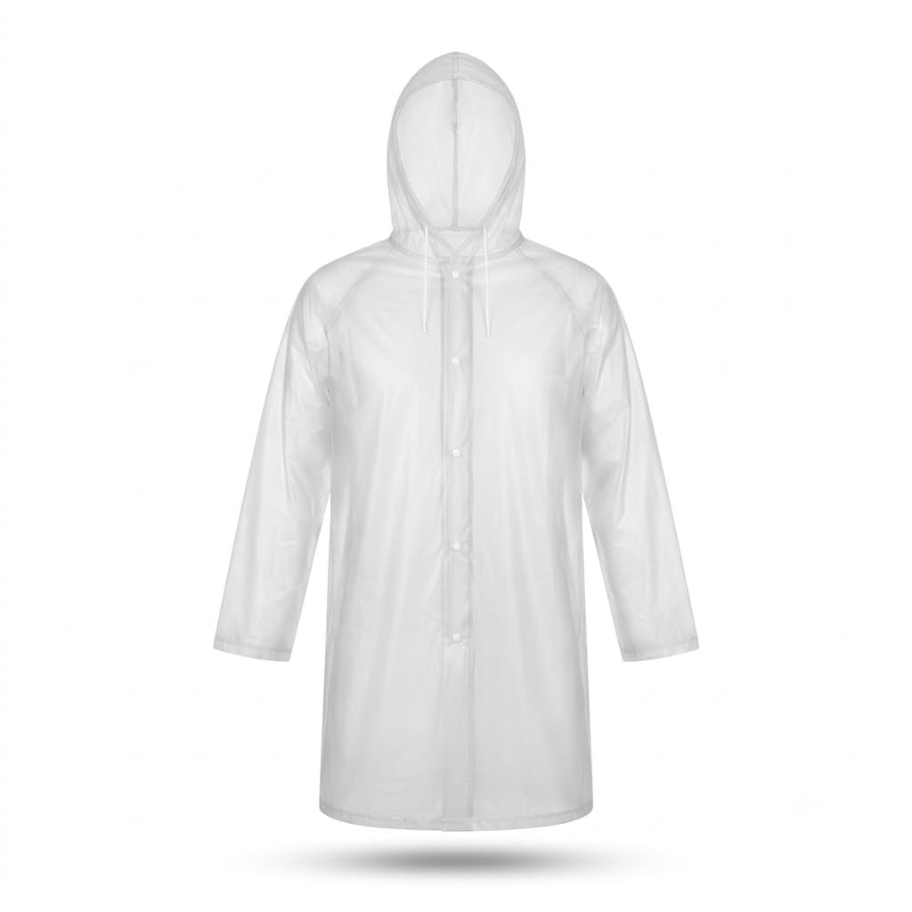 Premium Transparent Raincoat for Men & Women, Waterproof Hooded Rain Poncho with Fast Button Closure, Lightweight Portable Reusable Rainwear for Travel, Bike Riding & Monsoon Use-image-48