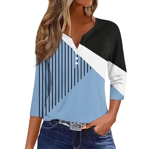 3/4 Length Sleeve Womens T Shirt Fall Summer Tops Vneck Soft Blouses Casual Basic Plus Size Shirts Try Before You Buy