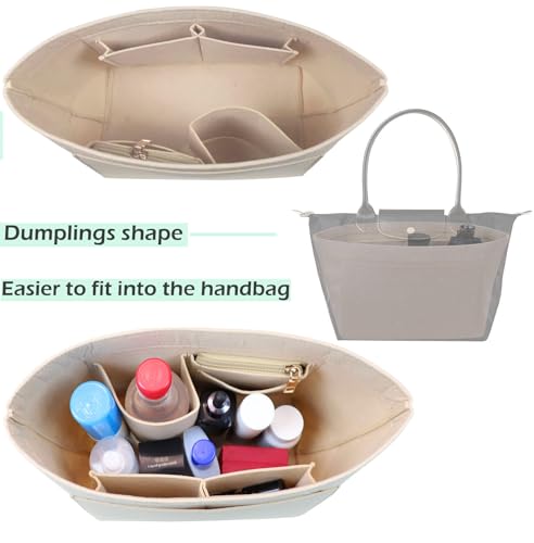 Lckaey Purse Organizer Insert for Longchamp Le Pliage Neo Handbags Long champ Insert Organizer 1012beige-M