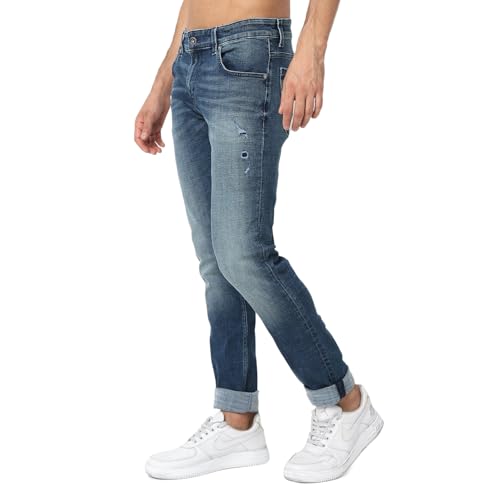 Image of Spykar Men's Kano Slim Fit Mid-Rise Jeans (Ankle Length)