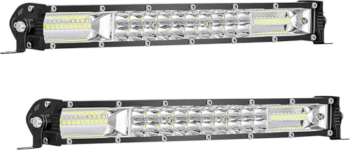 LIGHTBOSS 12 Inch LED Light Bar for Truck 120W 12V 24V Slimline LED Double Row Offroad Driving Fog Light Bar 10000lm Flood Spot Combo Beam Work Lights for Tractor Boat Golf Cart ATV UTV RV 2 Pcs