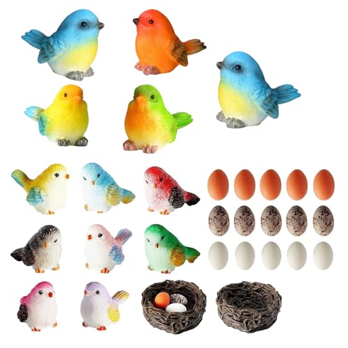 Jetec 30 Pieces Garden Accessories Bird Decorative Figurines Miniature Bird Figurines for Garden...