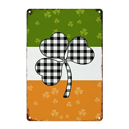 Panneau trèfle Irlande plaque métal vintage verte déco murale