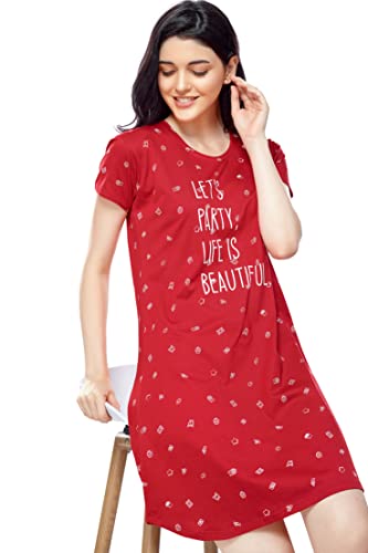 Image of ZEYO Women's Cotton Night Dress Printed Knee Length Night Gown 5320