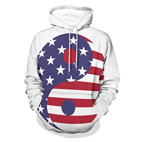 Hoodie drapeau Tai Chi mixte noir et blanc en taille S pour homme et femme