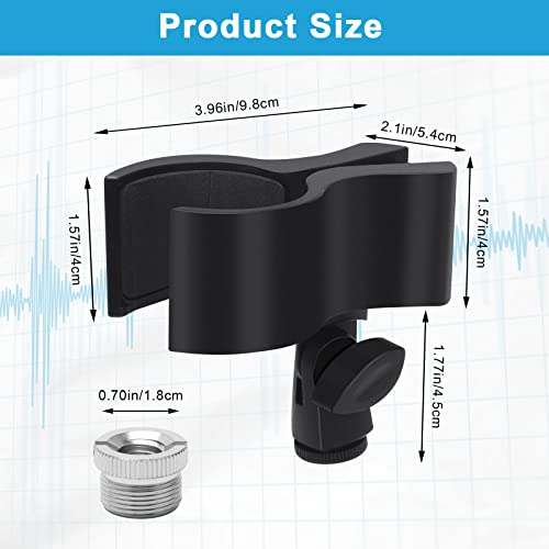 Adjustable Microphone Holder Clip, 1 Pcs Plastic Spring Mic Clip, Microphone Stand Outer Diameter Between 32Mm To 60Mm With 1Pcs 5/8" To 3/8" Screw Adapter, Black (Black-1Pcs) #TOP1