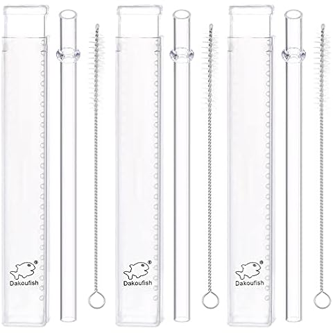 Dakoufish 11 inch Reusable Tritan Plastic straws with Collapsible Storage Box & Cleaning brush for 24 oz 30 oz 40oz Jars/Tumblers,Pack of 3sets Cover