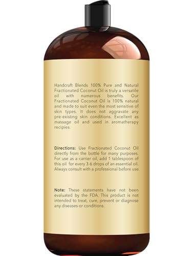 Image of Handcraft Blends Fractionated Coconut Oil - 28 Fl Oz - 100% Pure and Natural - Premium Grade Carrier Oil for Skin and Hair - Hair and Body - Massage