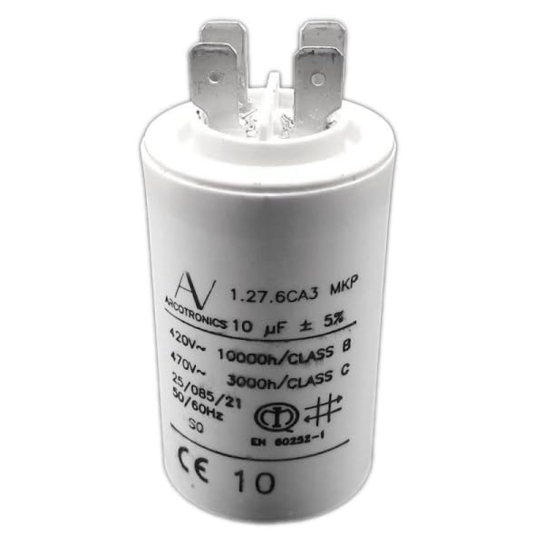 Condensateur 10 uF avec cosses Faston pour moteur de portail 230V