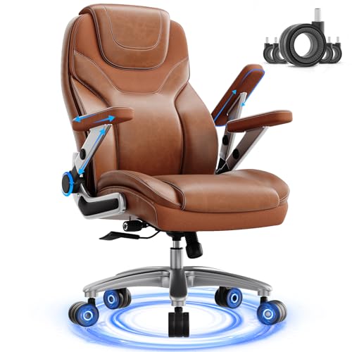 Image of Big and Tall Office Chair with 5D Arms, 600lbs Fabric & PU Leather Heavy Duty Desk Chair, Adjustable Lumbar Support & Height, Tilt Function, High Back Ergonomic Executive Computer Chair