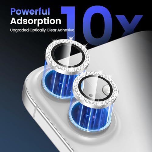 Image of NEXVEU DIAMOND Camera Lens Protector For IPHONE 16 /16 PLUS /IPHONE 17 WHITE UHD 9H Glass, Anti Drop, Scratch Resistant Camera Guard Case Friendly, Removable, Waterproof, Heavy Duty Camera Protector