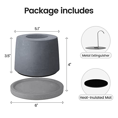 Kante Concrete Tabletop Fire Pit, Table Top Fire Pit, Table Top Fire Pit Bowl, Indoor Fire Pit, Tabletop Fireplace, Rubbing Alcohol Fire Pit For Paito,Light Base #TOP4