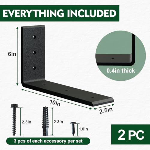Countertop Support Brackets, 10 inch 2 Pack Heavy Duty Shelf Brackets by SJPULMO - Used condition - Image 2