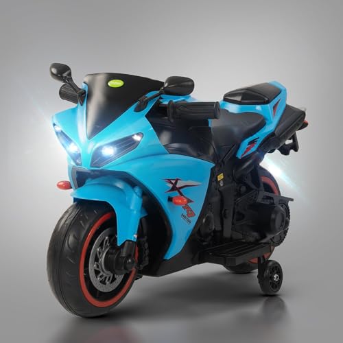 Image of Baybee R7 Baby Battery Operated Bike for Kids with Foot Accelerator & Music | Rechargeable Ride on Toy Bike with LED Light | Baby Electric Bike for Kids to Drive 1 to 3 Years Boys & Girls (Sky Blue)