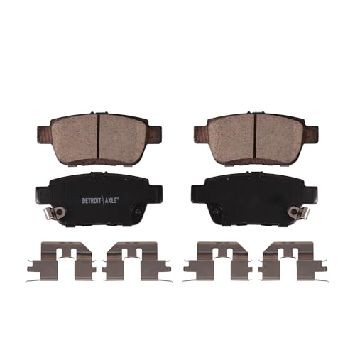 Image of Detroit Axle - Rear Ceramic Brake Pads with Hardware Set Replacement for 2009-2014 Honda Ridgeline Acura TL - 4pc Set