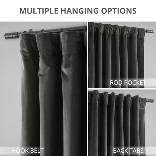 HPD Half Price Drapes Signature Velvet Thermal Blackout Curtains for Living Room 120 Inch Long (1 Panel) Rod Pocket Insulated Blackout Curtains for Bedroom Window Curtains, 50W x 120L, Gunmetal Grey