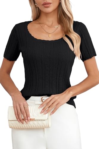 T-shirt d'été col carré parfait pour vos sorties décontractées en terrasse