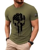 KESIHAN Men's American Flag Skull Graphic T Shirt Vintage USA Retro Tee