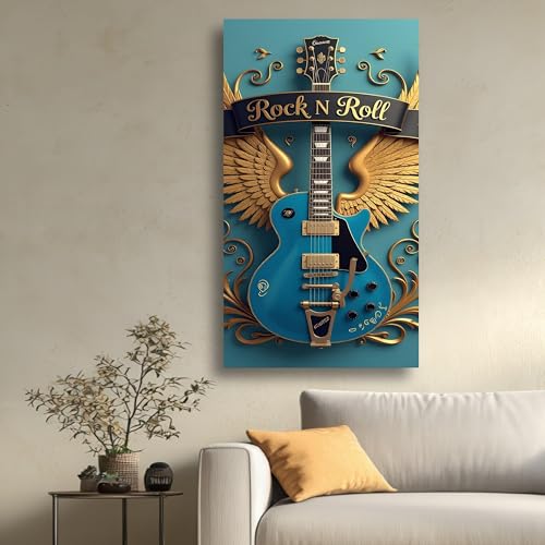 Tableau guitare électrique bleue cadeau idéal fan de rock