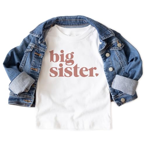 Girls Big Sister Shirt - Retro New Big Sister - Pregnancy Reveal Baby Birth Announcement - Natural Toddler Youth Tee3