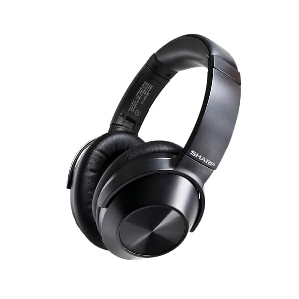Sharp Noise Cancelling Bluetooth Headphones | Wireless Over Ear Headphones | Bluetooth Headset with Microphone | 20 Hours of Talk & Music Time | 33 FT Operating Range | HP-60(K), Black