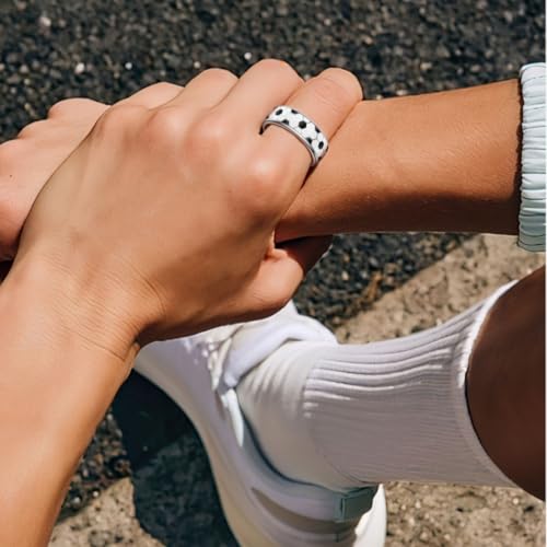 Image of Smart Ring with Gesture Control for Video Scrolling & Camera Remote Shutter, Fitness Tracker Ring with Heart Rate Sleep Blood Oxygen Monitor, IP68 Waterproof, No Subscription (Football, 7#)