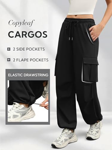 COPYLEAF Parachute Cargo Pants Women Lightweight Baggy Hiking Pants Y2k - 4
