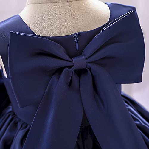 Mubineo Infant Baby Girl Satin Formal Dress Bowknot Princess Birthday Pageant Dress (Navy, 18-24 Months) #TOP5
