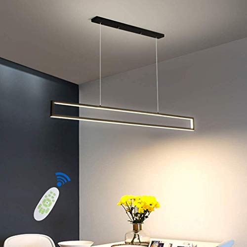 Chandelier LED 35W rectangle en fer noir réglable pour table à manger et salon