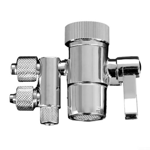 Manierkraanomleidingsklep voor waterfilters, 3/8" en 5/16" stopcontacten, messing met verchroomd, compatibel met eSpring en standaard M22 keukenkranen, aanrecht RO of RO/DI-systeemadapter