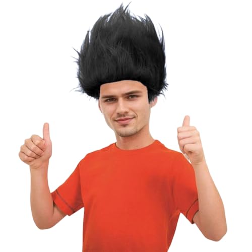 Image of Black Wig Hair Headband Costume Funny Wigs for Adults Crazy Wigs for Halloween Costume Cosplay