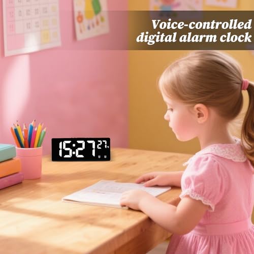 Réveil numérique à commande vocale compact pour table de chevet et bureau - 3