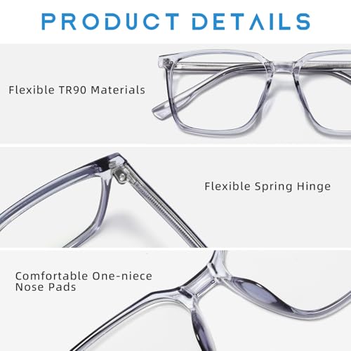 Image of Oversized Square Blue Light Blocking Glasses for Women Men Anti Glare Reduce Eyestrain Computer Glasses
