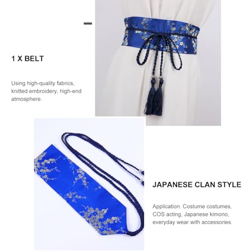Women Japanese Kimono Robe Waistband Self Tie Wrap Around Waist Belt with Tassel for Yukata Robe Accessories 6