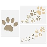 Dog Paw Stencils, 3 Pcs Paw Print Templates A4 Sheet Assorted Size Paw Prints Reusable Stencils for...