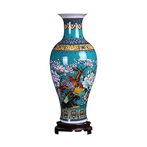 ufengke Jingdezhen Grand Vase en céramique en Forme de Queue de Poisson Fait à la Main pour décorer la Maison, Hauteur 46 cm, Bleu