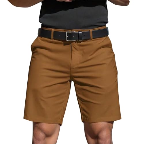 generic - Short de golf pour homme avec devant plat et entrejambe de 17,8 cm, short chino léger à séchage rapide avec poches pour le travail décontracté, bronze, S
