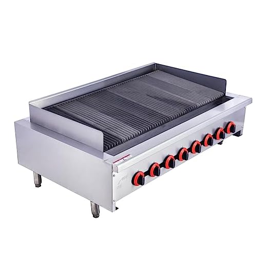 EASYROSE 48" Radiant Gas Charbroiler Commercial Gas Grill Heavy Duty Countertop Broiler Grill with 8 Burners BTU 160,000, ETL Certified