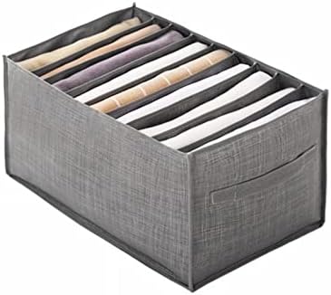 Puimentiua Wardrobe Storage Organiser 7 Grids Jeans Storage Box with Compartments Foldable Drawer Divider Wardrobe Clothes Organizers