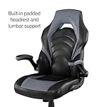 Emerge Vortex Bonded Leather Ergonomic Gaming Chair with Lumbar Support, High Back and Adjustable Tilt Lock, Black and Gray - Image 3
