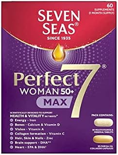 Seven Seas Perfect7 Woman 50+ MAX Multivitamin With Omega-3 & Vitamin D, B6 & Collagen, 60 High Strength Tablets, 312 mg EPA & DHA, Duo Pack: 30 Capsules + 30 Tablets