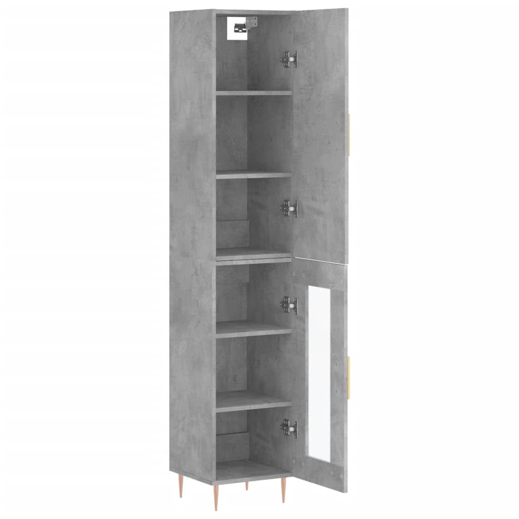 Armadio Highboard grigio cemento, 34,5 x 34 x 180 cm, in legno